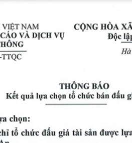 Đài Tiếng nói Việt Nam thông báo Kết quả lựa chọn tổ chức bán đấu giá tài sản
