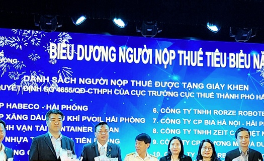 Hải Phòng tuyên dương 44 doanh nghiệp nộp thuế tiêu biểu 2022