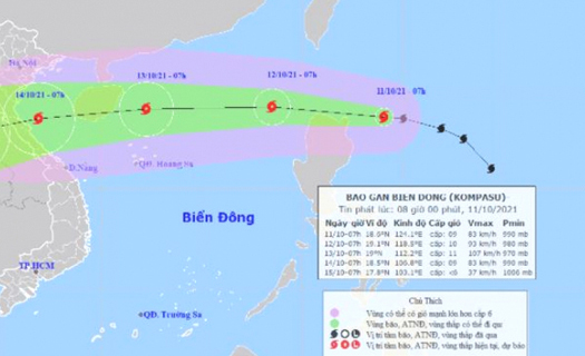 Bão Kompasu mạnh cấp 9 cách đảo Lu-dông (Philipines) 250km