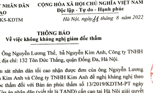 Đề nghị đăng phản hồi báo chí của giám đốc Công ty Kim Anh