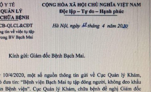 Yêu cầu BV Bạch Mai báo cáo việc tụ tập đông người, không đeo khẩu trang