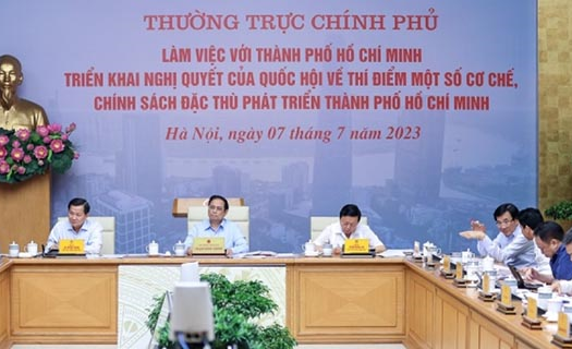 Thủ tướng chủ trì cuộc làm việc nhằm triển khai cơ chế vượt trội cho TP.HCM